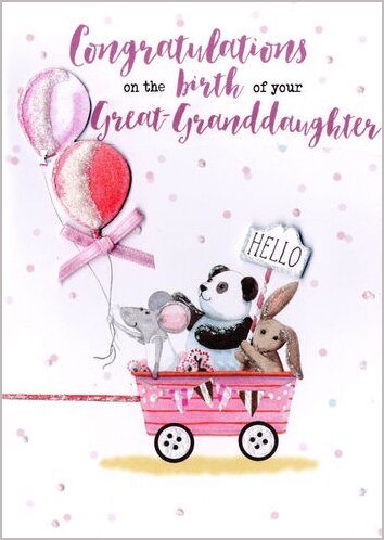 geboortekaart achterkleindochter - congratulations on the birth of your great-granddaughter