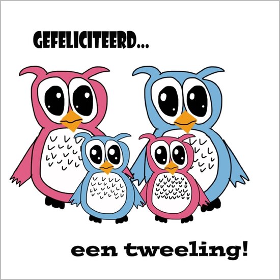 geboortekaartje - een tweeling - meisje en jongetje