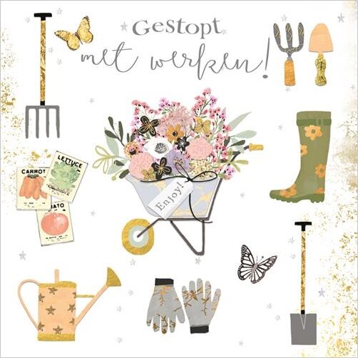 luxe felicitatiekaart gold leaf - gestopt met werken!
