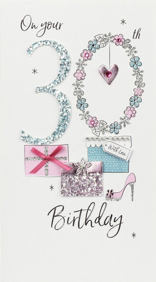 30 jaar - grote luxe verjaardagskaart - on your 30th birthday - with love