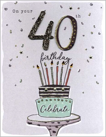 40 jaar - grote verjaardagskaart A4 - on your 40th happy birthday - taart