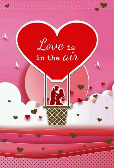 wenskaart - love is in the air - luchtballon