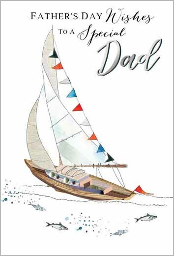 vaderdagkaart - father&#039;s day wishes to a special dad - zeilboot
