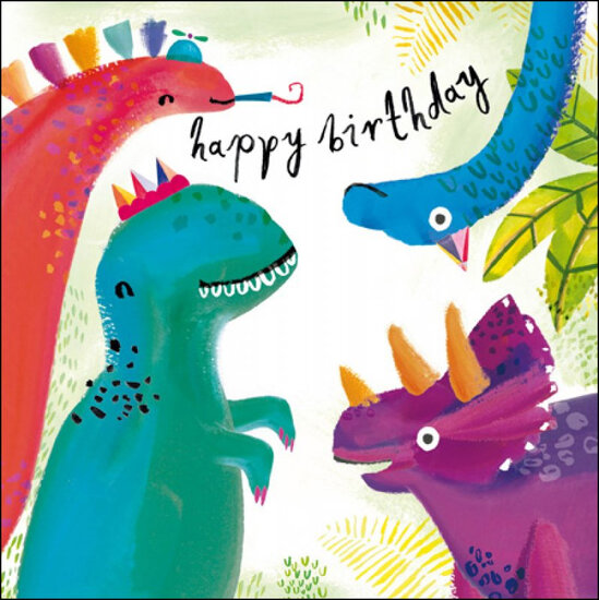 verjaardagskaart woodmansterne - happy birthday - dinosaurus