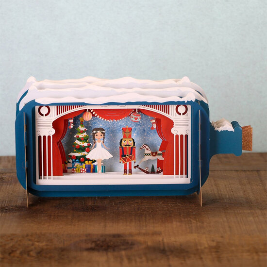 3D pop up kerstkaart - message in a bottle - de notenkraker