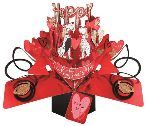 3D valentijnskaart - pop ups - happy valentine&#039;s day - dalmatier honden