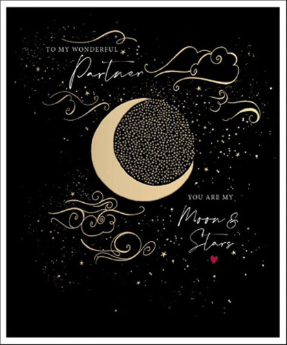 grote valentijnskaart woodmansterne - to my wonderful partner - you are my moon &amp; stars
