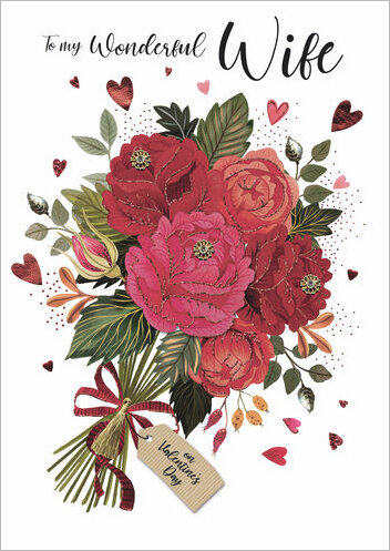 grote luxe valentijnskaart A4 - to my wonderful wife on valentine&#039;s day