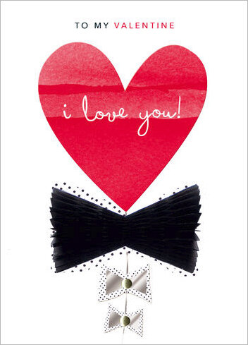 luxe valentijnskaart met honeycomb - to my valentine i love you - vlinderdas
