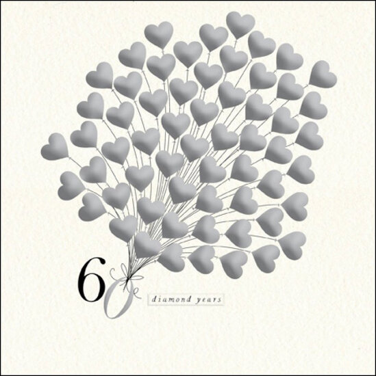 60 jaar getrouwd - wenskaart woodmansterne - 60 diamond years - harten