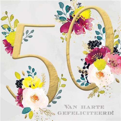 50 jaar - wenskaart - van harte gefeliciteerd!