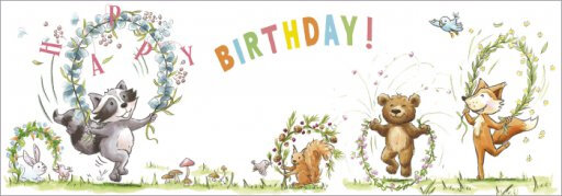 uitklapbare verjaardagskaart cache-cache - happy birthday - wasbeer en vrienden