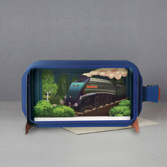 3D pop up wenskaart - message in a bottle - union of south africa - trein locomotief