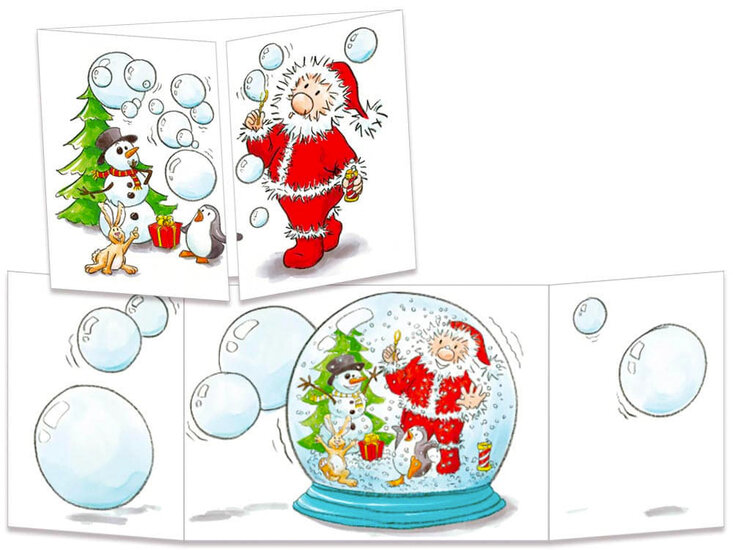 uitklapbare kerstkaart cache-cache - kerstman bellen blazen