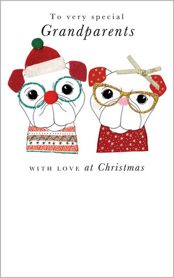 kerstkaart second nature  - to very special grandparents with love at Christmas - honden