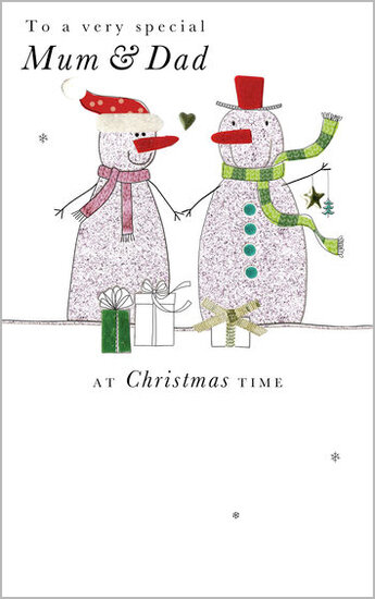 kerstkaart second nature  - to a very special mum &amp; dad - sneeuwpoppen
