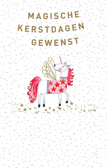 luxe kerstkaart christmas fever - magische kerstdagen gewenst - eenhoorn