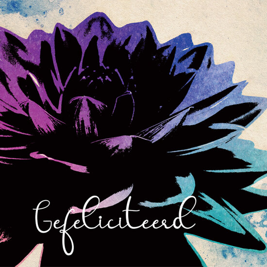 felicitatiekaart muller wenskaarten - gefeliciteerd - bloem paars blauw