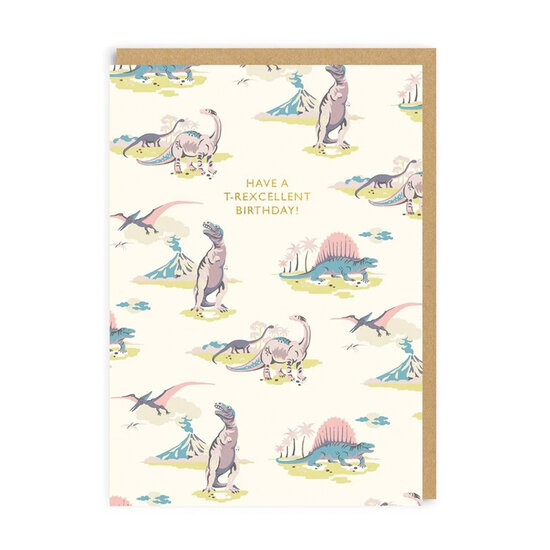 verjaardagskaart ohh deer - have a t-rexcellent birthday! - dinosaurus