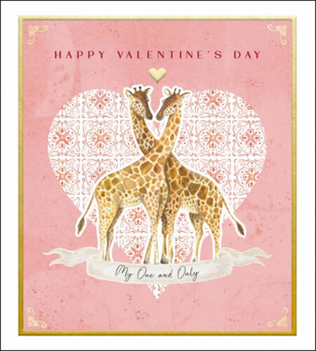 valentijnskaart woodmansterne - happy valentine&#039;s day - giraffe