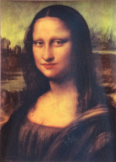 3d ansichtkaart - lenticulaire kaart - mona lisa knipoogt