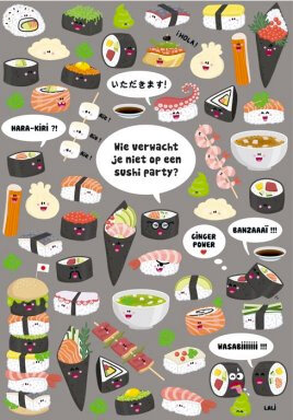 ansichtkaart - lali - zoekplaatje - Sushi party