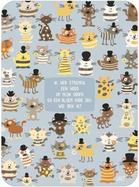 ansichtkaart - lali - zoekplaatje - zoek de juiste kat