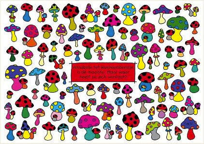 ansichtkaart - lali - zoekplaatje - waar is annabelle, het lieveheersbeestje, verstopt