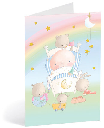 geboortekaart busquets - wiegje en regenboog