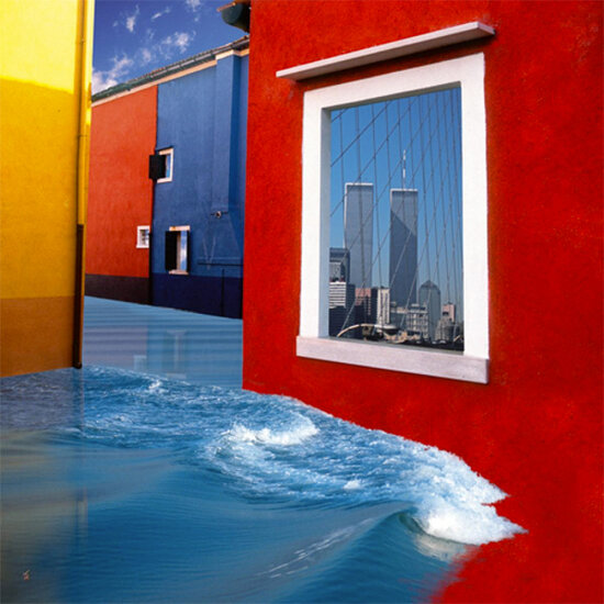vierkante ansichtkaart met envelop Ma&iuml;lo - Irisures de vagues &agrave; Burano