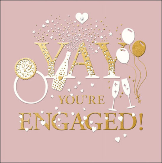 wenskaart woodmansterne - yay you&#039;re engaged - verloofd