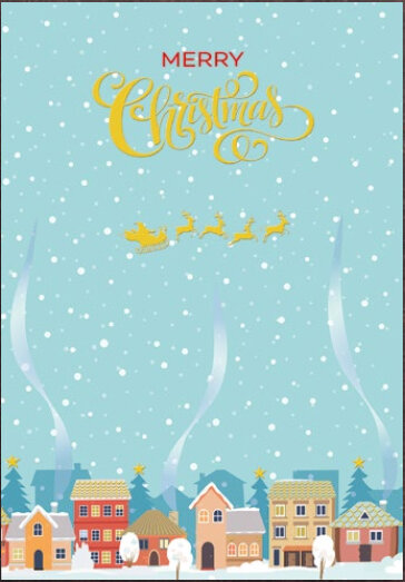 6 luxe kerstkaarten busquets - merry christmas - dorp