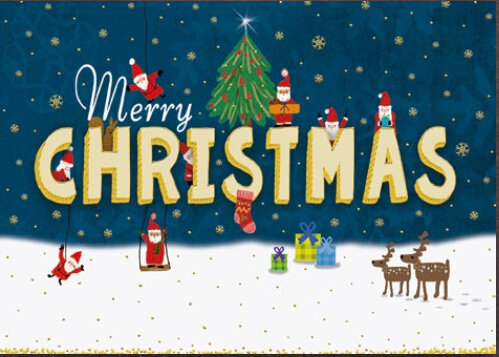 6 luxe kinderkerstkaarten busquets - merry christmas - kerstmannen en hertjes