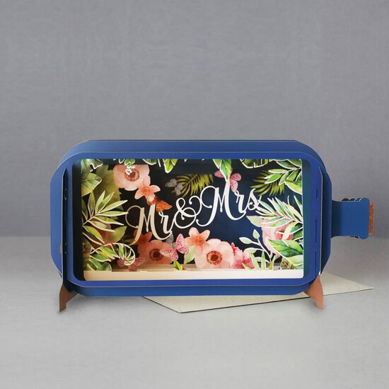 3D pop up trouwkaart - message in a bottle - Mr &amp; Mrs