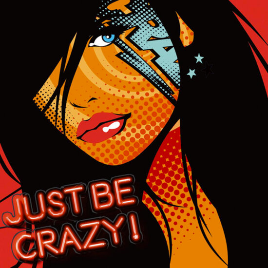 vierkante ansichtkaart met envelop Monika Nowak popart - Just be crazy!