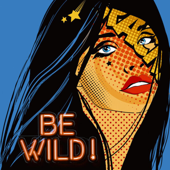 vierkante ansichtkaart met envelop Monika Nowak popart - be wild