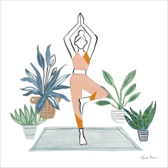 vierkante ansichtkaart met envelop Farida Zaman - yoga