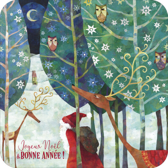 vierkante kerstansichtkaart met envelop - Aur&eacute;lie Blanz - joyeux no&euml;l bonne ann&eacute;e