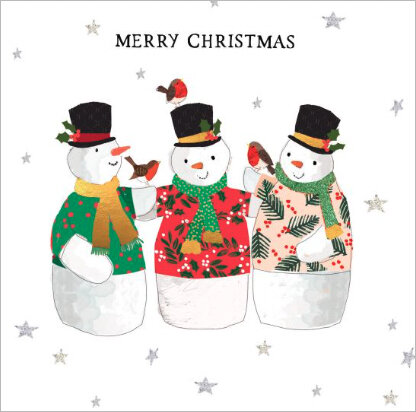 8 kerstkaarten voor amnesty international - merry christmas - sneeuwpoppen