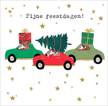 8 kerstkaarten voor amnesty international - fijne feestdagen - auto
