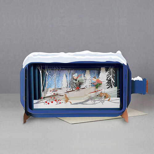 3D pop up kerstkaart - message in a bottle - ski&euml;n