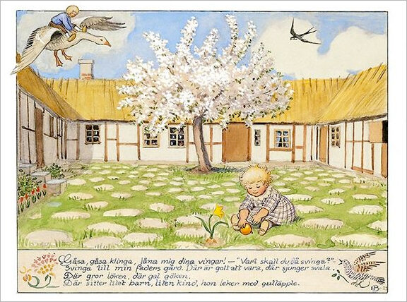 ansichtkaart elsa beskow - gans, gans belde