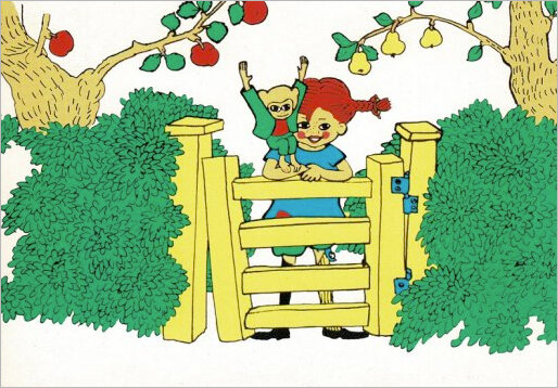 ansichtkaart - pippi langkous - tuinhek