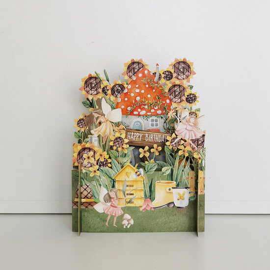 3d pop up kinderkaart - happy birthday - elfjes