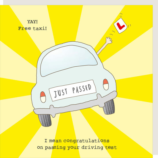 wenskaart rosiemadeathing - rijexamen gehaald - free taxi