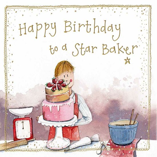 verjaardagskaart alex clark - happy birthday to a star baker - taart