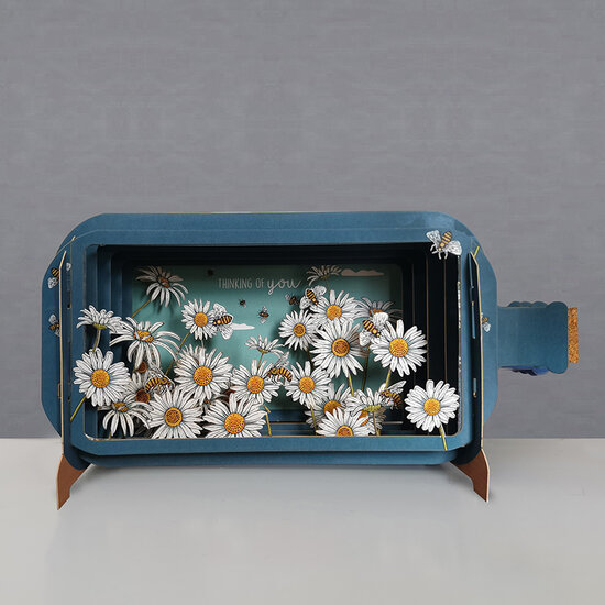 3D pop up wenskaart - message in a bottle - thinking of you