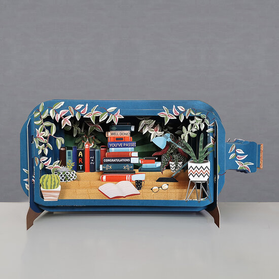 3D pop up wenskaart geslaagd - message in a bottle - you&#039;ve passed