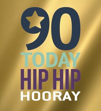 90ste verjaardagskaart second nature - 90 today - hip hip hooray
