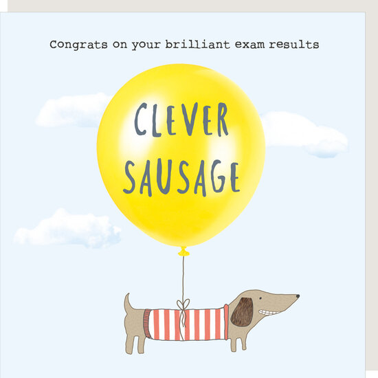 wenskaart geslaagd rosiemadeathing - clever sausage